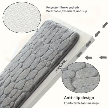 1 alfombra con diseño de guijarros, antideslizante, absorbente, para baño o entrada, de memoria