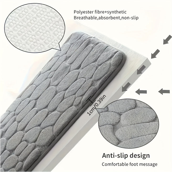 1 alfombra con diseño de guijarros, antideslizante, absorbente, para baño o entrada, de memoria