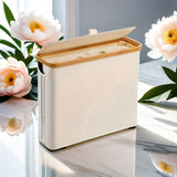 Portarrollos de bambú estilo bohemio con canasta de almacenamiento, multifuncional y plegable, ideal para baños y dormitorios, también sirve como canasta de ropa o soporte para pañuelos