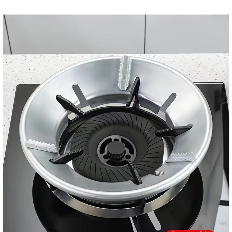 1pc Parabrisas para Estufas de Gas - Antideslizante, Diseño Metálico Resistente con Manijas Negras y Bordes Estriados, Accesorio de Ahorro de Energía para Sartenes, Ollas de Leche y Más, Protectores de Cocina