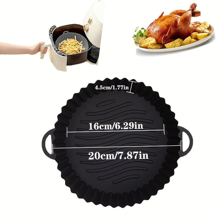 Canasta Reutilizable de Silicona para Freidora de Aire con Asas - Bandeja Antiadherente Alimentaria para Hogar, Caravana y Cocina - Lavavajillas Segura, /Blanco, Accesorio de Cocción, Diseño Fácil de Usar, Material No Tóxico, Ideal para Viajeros