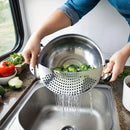 1 pieza de filtro lateral de sartén de cocina de acero inoxidable, sin carga, fácil de drenar, no necesita fuente de alimentación, fabricado con material de acero inoxidable, con separación de agua, para pasta, verduras, frutas, accesorios de cocina para