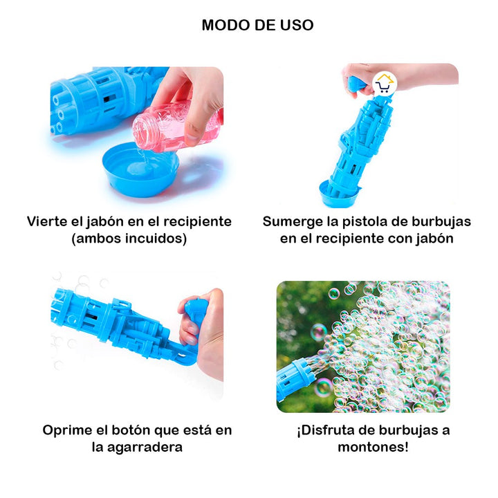 Pistola Ametralladora Lanza Burbujas Juguete Para Niños JMC0583B