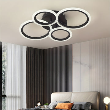 1 pieza de Luces de Techo LED con 4 Anillos, Aparatos de Luz de Techo LED Modernos, Luz Cálida, Instalación en Techo Metálico con Clips Desmontables, Adecuado para Cocina, Dormitorio, Sala de Estar, Lavandería - Incluye Herrajes de Montaje