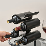 Soporte de Vino Metálico Apilable para Encimera o Armario – Soporte Moderno para Botellas de Vino en Negro y Dorado, Almacenamiento que Ahorra Espacio para Cocina, Bar o Decoración de Despensa