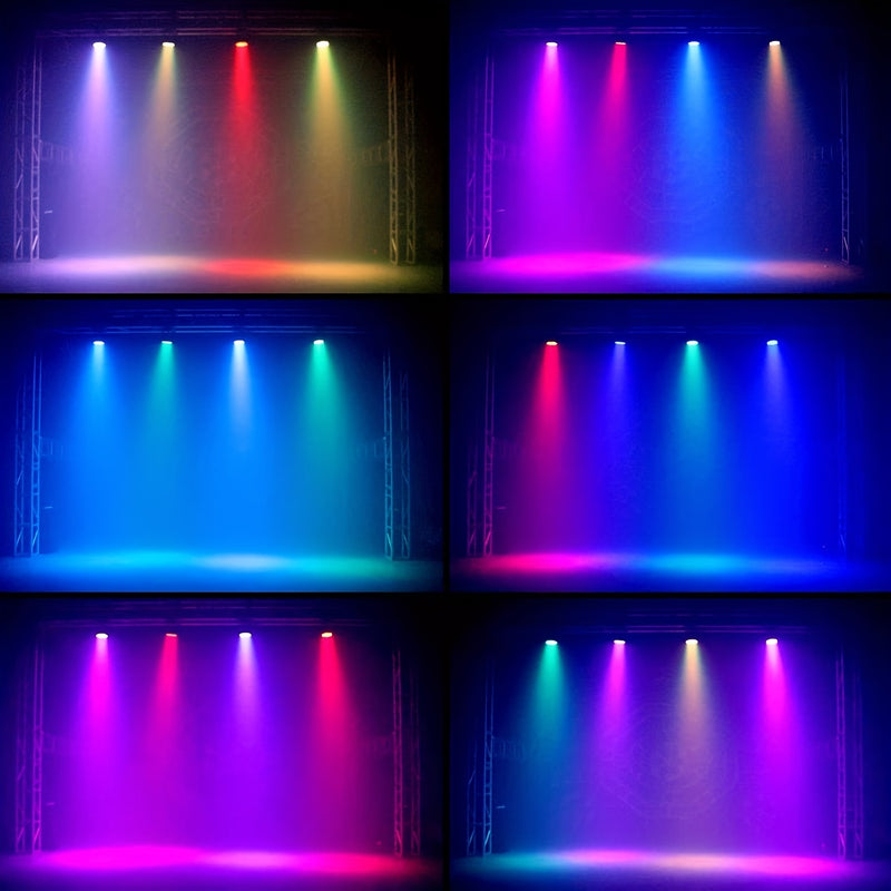 Luces de discoteca para DJ con cabezas móviles, 7 x 8W Mini Luces de escenario móviles RGBW, Spotlight activado por sonido DMX, Luces de haz. Adecuado para fiestas, clubes, conciertos, bodas, eventos en vivo, DJs, bares, actuaciones y espectáculos de luz