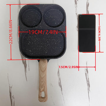 Sartén Antiadherente de Aluminio GUANHUANG para Tortitas y Huevos con Mango de Madera - Diseño de 2 Secciones para Desayunos Perfectos, Compatible con Estufas de Gas e Inducción, Ideal para Huevos, Hamburguesas y Filetes