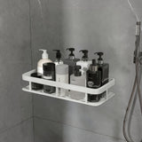 Caddy de ducha montado en la pared, gran capacidad, instalación sin taladrar, estante flotante para baño y cocina, ahorrador de espacio, fácil de instalar, sostiene 20 accesorios de ducha.