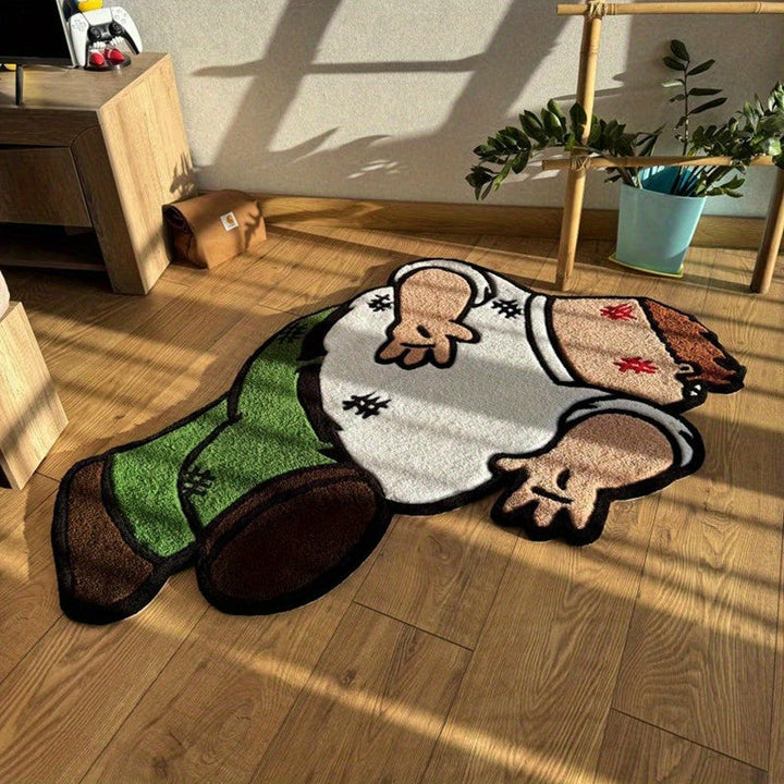1 pieza de alfombra de peluche de personaje de dibujos animados - No resbala, fibra de poliéster suave, alfombra de forma irregular con diseño juguetón - Ideal para dormitorio, sala de estar, estudio o decoración de vestíbulo