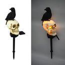 Decoración Gótica de Halloween con Energía Solar - Lámpara Colgante o Independiente para Exterior/Interior con Calavera Brillante, Panel Solar Desmontable, Encendido/Apagado Automático, Sin Control Remoto - Iluminación Espeluznante para Patio, Jardín o F