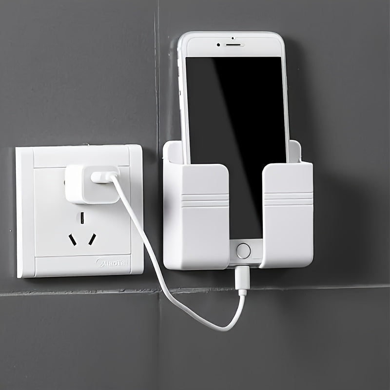 Soporte de carga de teléfono móvil de estilo casual para montaje en pared, caja de almacenamiento no perforada fácil de instalar con control remoto, gancho multifunción para uso en el hogar y la oficina, ganchos de utilidad