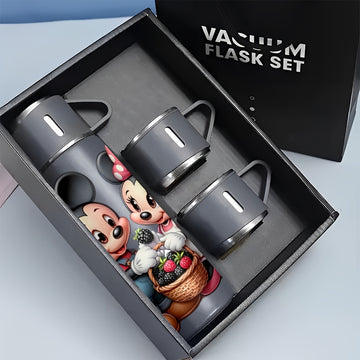Juego de Termo de Acero Inoxidable de 17oz con Diseño de Minnie Mouse de Disney, Taza Térmica Antigoteo con 3 Vasos para Bebidas Calientes y Frías, Viajes de Negocios y Material Escolar LHB03211