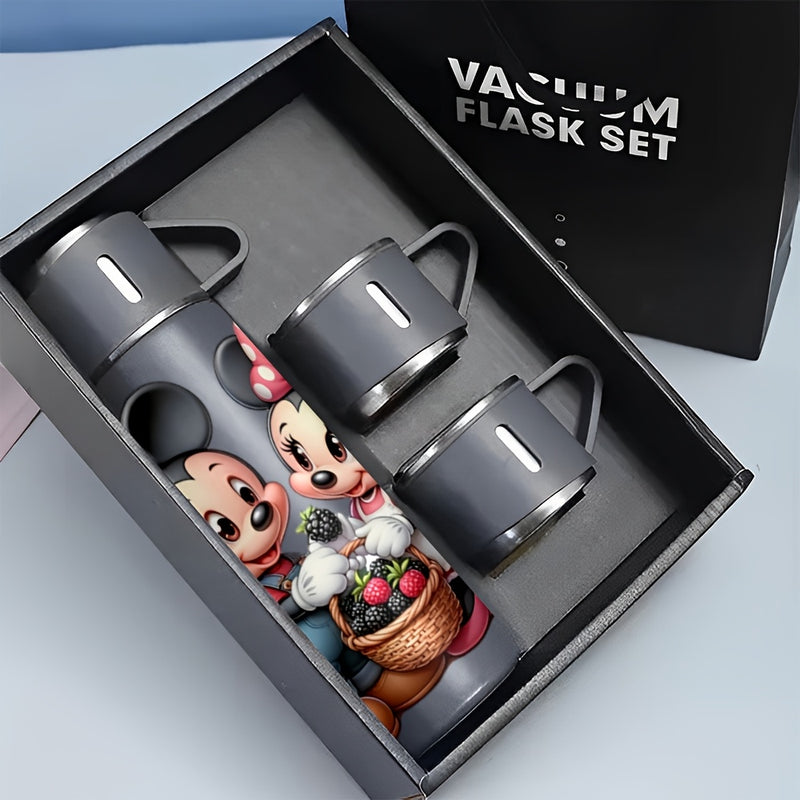 Juego de Termo de Acero Inoxidable de 17oz con Diseño de Minnie Mouse de Disney, Taza Térmica Antigoteo con 3 Vasos para Bebidas Calientes y Frías, Viajes de Negocios y Material Escolar LHB03211