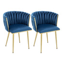 2 piezas de sillas de comedor tapizadas de terciopelo de estilo clásico, respaldo sólido, estructura de metal, diseño de tejido elegante, con mantenimiento de limpieza, para cocina, cafetería, sala de estar - Compatible con pisos duros, sin materiales de