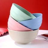 Juego de 4 piezas, Tazones de paja de trigo reutilizables, ovalados de 12 cm, seguros para microondas y resistentes a golpes, para uso en casa y al aire libre, perfectos para sopa, snacks, ensalada, cena, utensilios de cocina, patrón rayado, forma redond