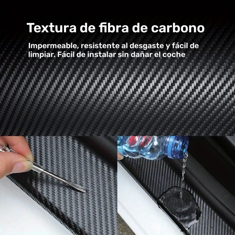 Rollo de Cinta Protectora para Borde de Puerta de Coche en Fibra de Carbono Nano 3D, PVC Impermeable y Resistente a Arañazos con Adhesivo, Película Anticolisión Universal, Color