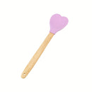 1pc Espátula de silicona en forma de corazón con mangos de madera - Resistente al calor, ideal para cocinar, hornear, mezclar - Perfecto utensilio de cocina para repostería y remover