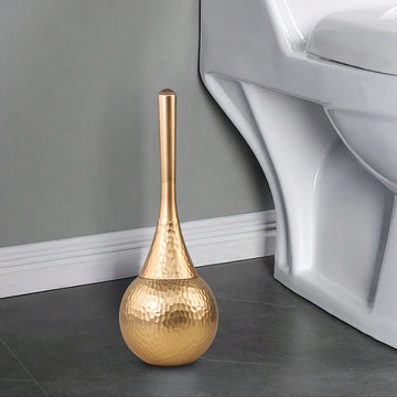 Soporte Dorado Elegante de Alta Gama para Escobilla de Inodoro - Reutilizable, con Base, Diseño Apariencia Ondulada, Herramientas de Limpieza para Baño, Accesorios de Baño
