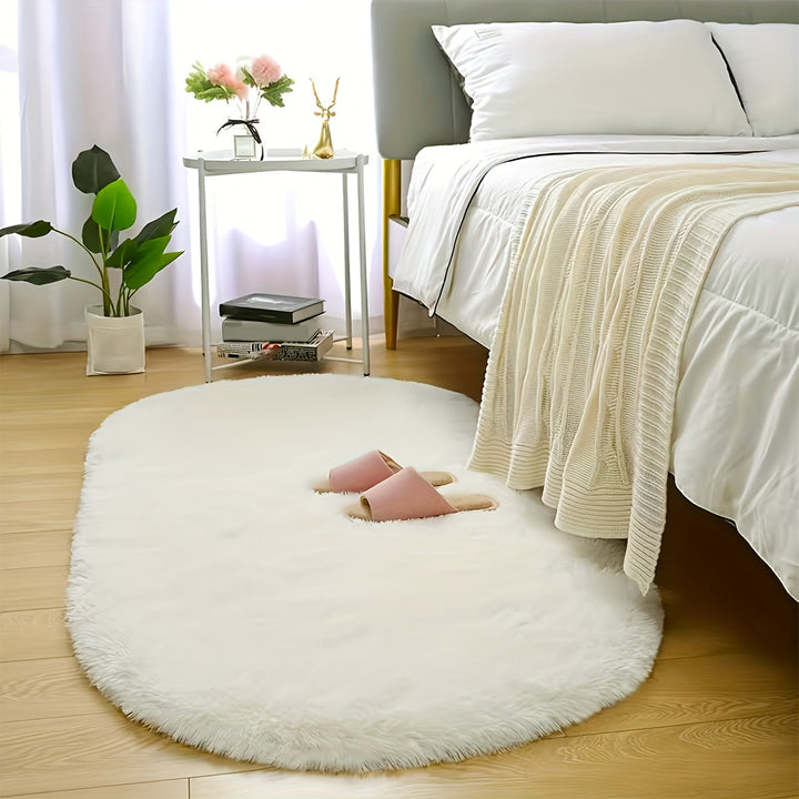 Una Alfombra Ovalada de Lujo Súper Suave - Lavable a Máquina, Antideslizante, Tapete de Peluche, Adecuado para Dormitorio, Sala de Estar y Decoración del Hogar, Ligero y Fácil de Limpiar, Regalo Ideal para Navidad, Halloween, Acción de Gracias