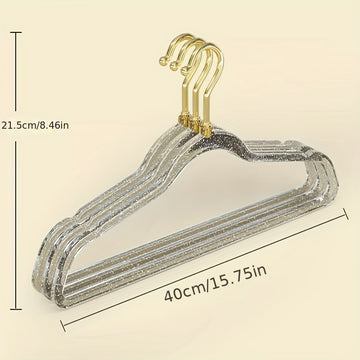 5/10 Uds. Perchas Transparentes Con Purpurina, Perchas Antideslizantes Que No Dejan Marcas, Perchero Para Colgar La Ropa Del Dormitorio Del Hogar, Perchas Gruesas Sin Rastro