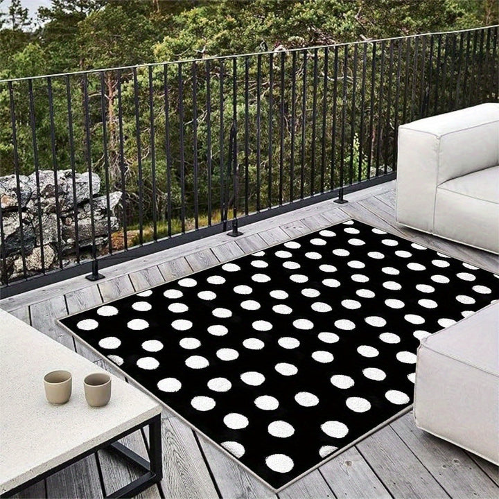 Siete Ciervos Alfombra Exterior de Lujo de Felpa Floral - Suave, Lavable a Máquina, Patrón Geométrico Crema y Gris para Patio, Cocina y Camping - Elegante Decoración del Hogar, Alfombra Exterior