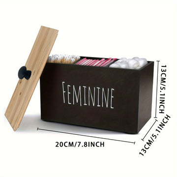 Organizador de Toallas Sanitarias para Baño en Madera Sólida, Caja de Almacenamiento Escritorio "Cielo y Tierra" - Utilidad Doméstica