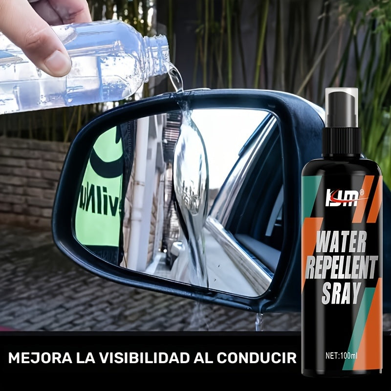 100ml Spray repelente al agua hidrofóbico - Recubrimiento antilluvia para parabrisas, espejos y cristales de automóviles, kit de pulido protector de larga duración