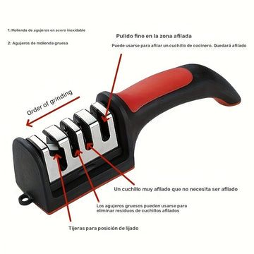 1 afilador profesional de cuchillos de 4 etapas con piedras de tungsteno, diamante y cerámica para cuchillos de cocina