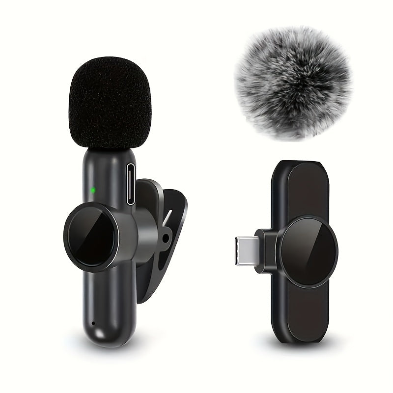 Microfono Inalámbrico de Solapa SNZIYAG con Grabación Inalámbrica, USB-C, Grabación con Un Clic y Diseño de Sujeción para Transmisión en Vivo, Batería Recargable, Capacidad de 40mAh, Incluye Cubiertas de Espuma y Clips de Montaje, Micrófono Corporal | Au