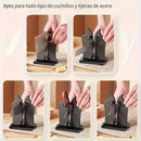 Afilarcuchillos Profesional de 1 Pieza con Ajuste Automático y 3 Acciones en Carburo de Tungsteno - Afilado Sin Esfuerzo para Cuchillos y Tijeras, Base Duradera de ABS, Diseño Negro para Uso en Cocina, Accesorios Gastronómicos | Herramienta de Cocina Mod