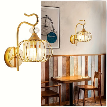 1pc Aplique de Pared de Hierro y Cristal Moderno, Aplique de Pared Ajustable con Cristales, Lámpara de Noche para Dormitorio, Iluminación Doméstica, Lámparas Modernas con Pantalla de Acrílico, Aplique de Pared para Sala o Pasillo E27 (Bombilla no Incluid