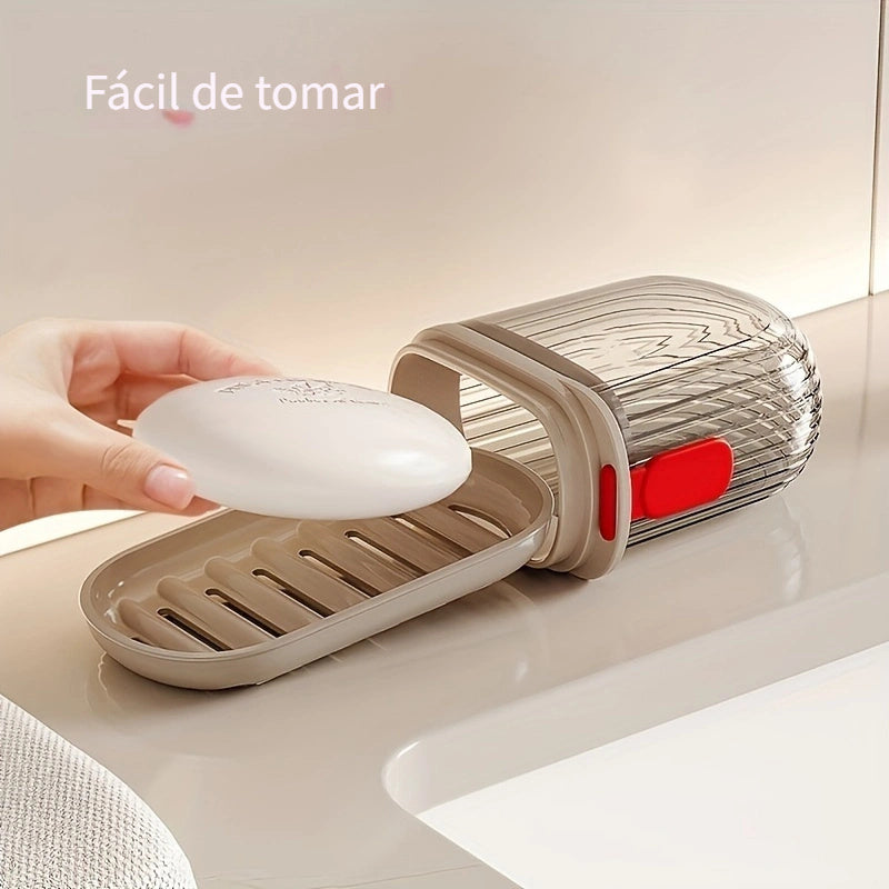 1 caja portátil para jabón con tapa hermética, ideal para viajes de negocios, campamentos y actividades al aire libre, fácil de transportar y almacenar