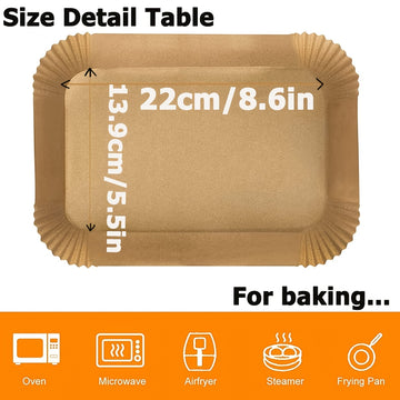 Folios de papel de hornear desechables para freidor de aire de doble zona, 100/200 piezas, rectangulares, 8,6" x 5,5", adecuados para otros freidores de aire de doble cesta. Regalo perfecto para familiares y amigos.