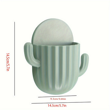 2-Pack Estantes de pared de plástico con forma de cactus para baño - Estante organizador colgante para herramientas y accesorios de maquillaje - Montaje sin taladrar, estantes de almacenamiento y exhibición para baño y dormitorio