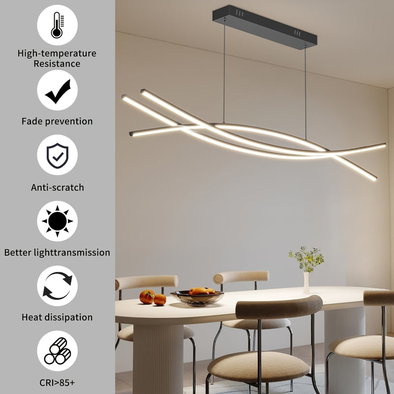 Iluminación Colgante de Lujo Moderna|Lámpara Lineal Suspendida|Fijación LED Regulable 3000K-6500K|Iluminación para Islas en Aluminio|para Comedores, Salones y Aislamientos