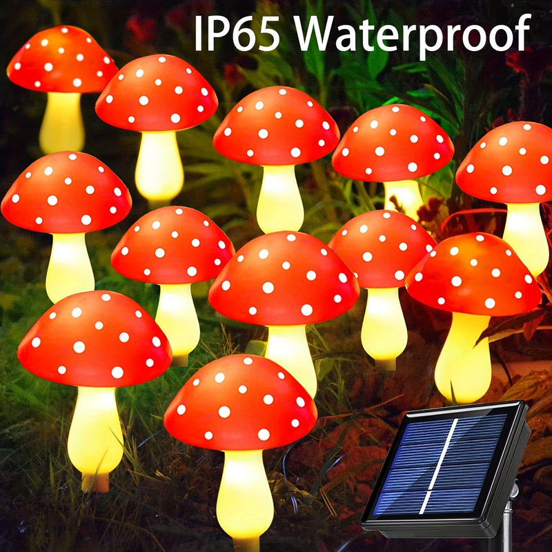 Estacas de luces solares de hongos, 12 paquetes de luces solares de hongos para exteriores, 8 modos de iluminación Luces solares de hongos para patio de jardín, césped multicolor