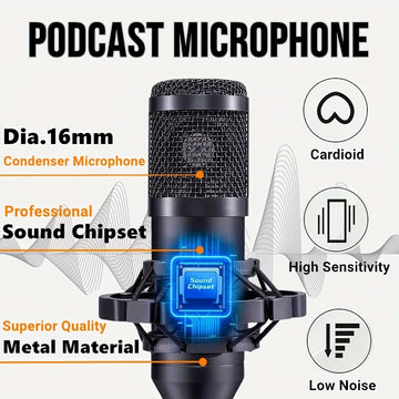 Conjunto de equipo para podcast, interfaz de audio V8s con tarjeta de sonido todo en uno y micrófono de condensador BM800, micrófono para podcast, perfecto para grabar, transmitir, hacer streaming en vivo. Eid Al-Adha Mubarak