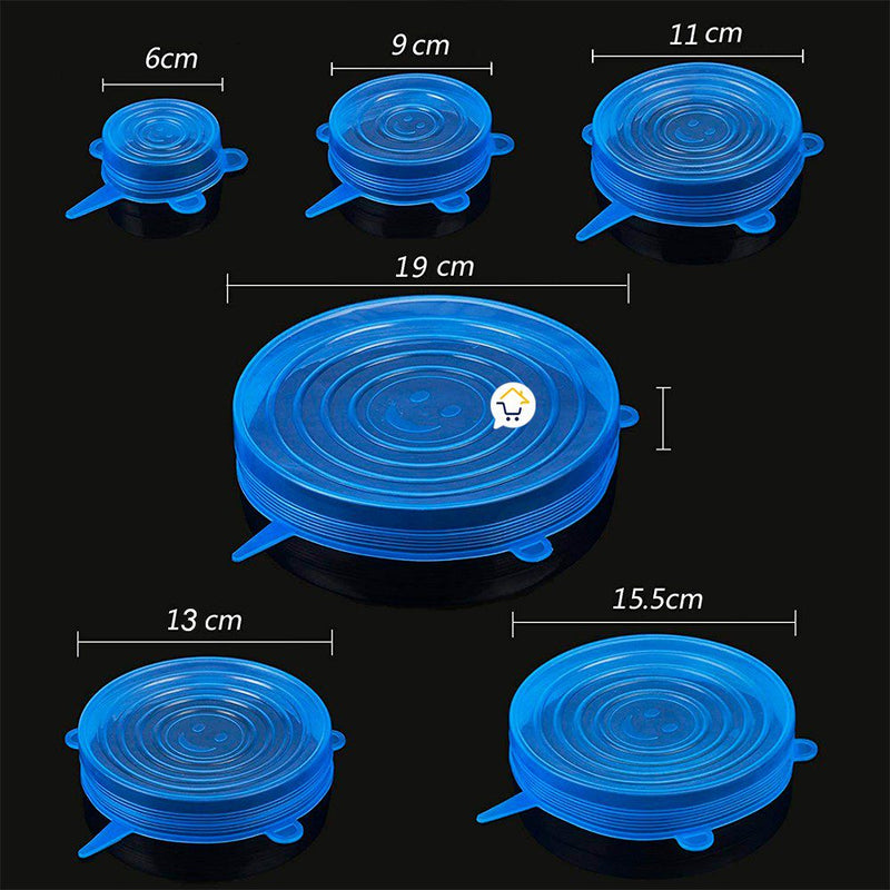 Tapas Elásticas Silicona Cocina X6 Reutilizables Adaptables GM1903626