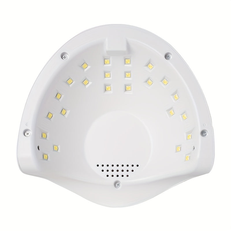 Secador de Uñas LED 48W para Gel - 24 Luces con Sensor Automático, 3 Ajustes de Temporizador y Pantalla LCD, Alimentación USB, Lámpara Profesional Blanca para Manos y Pies, Equipo de Pedicura