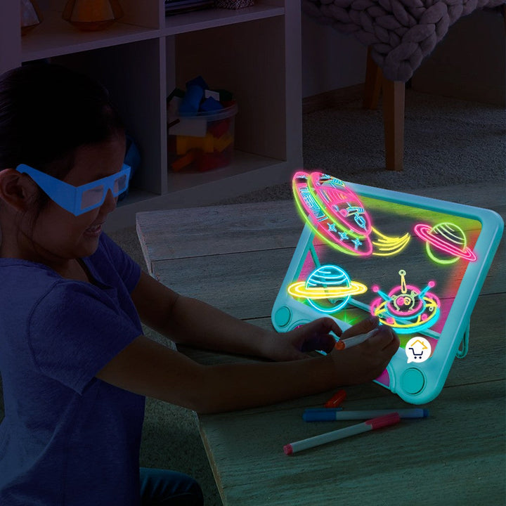 Tablero De Dibujo Mágico 3D Marcadores Neón Didáctica Infantil 2D-8366