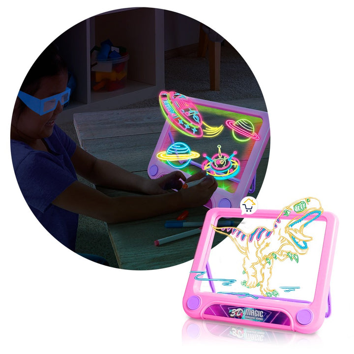 Tablero De Dibujo Mágico 3D Marcadores Neón Didáctica Infantil 2D-8366