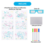 Tablero De Dibujo Mágico 3D Marcadores Neón Didáctica Infantil 2D-8366