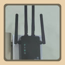 Amplificador de señal WiFi negro de 12000 metros - Extensor de red inalámbrica de 2,4 GHz, receptor, enchufe de EE. UU., banda única, 100V-240V, router de venta al por mayor para hogar y oficina