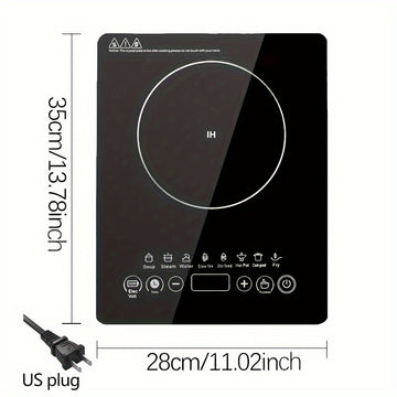 Encimera de Inducción Portátil con Panel Táctil de Cristal , Quemadores Eléctricos para Cocinar, Estufa Portátil, Placas Calientes para Cocina, Encendedor Único