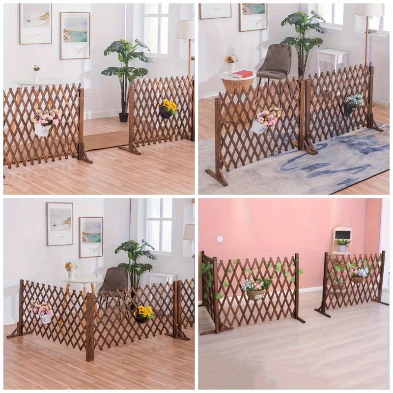 Valla Telescópica Ajustable de Madera de Cedro - Estilo Rústico Europeo para Jardines, Patios y Protección de Plantas, Segura para Mascotas, Divisor Exterior, Barrera Clásica Resistentes al Clima, Cercado para Amantes del Jardín