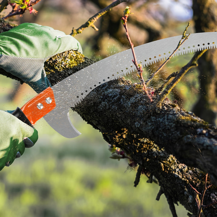 Sierra de Palo Manual, Alcance Extendido - Herramienta de Podar Resistente con Cuchillas Afiladas, Ligera y Robusta para Poda de Árboles, Ideal para Jardines, Céspedes y Patios, Mango Ergonómico, Material Antioxidante, Uso Exterior