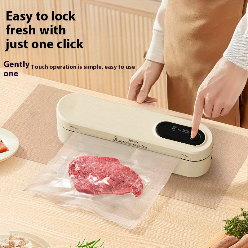 Sellador de vacío compacto recargable por USB - Un dispositivo versátil de conservación de alimentos automático que cuenta con un sistema de sellado de snacks, diseñado para ahorrar espacio, equipado con una batería de litio de 1500 mAh - Ideal para uso
