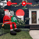 Papá Noel inflable en el techo con bolsa verde decoración de jardín, tema de vacaciones de Navidad, material de poliuretano, con luces LED, para montaje en techo, alimentado por enchufe de 120V EE. UU.