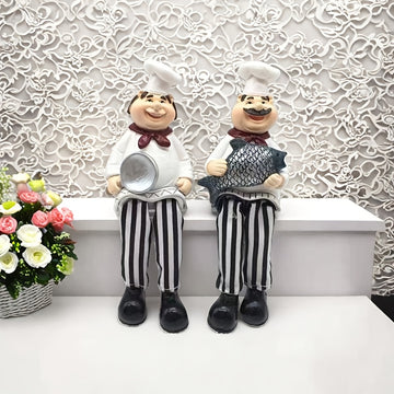 1 par de muñecos de pierna de pantalón decorativos de resina para chef, pareja de chefs americanos para cocina, cafetería, pastelería, restaurante occidental, colección de esculturas de chef para decoración del salón