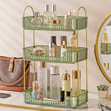 1 Pieza, Organizador De Baño De Varios Niveles, Estante De Almacenamiento De Plástico De Estilo Nórdico Para Cosméticos, Lujoso Estante Para Dormitorio, Soporte Para Perfumes Y Maquillaje En La Mesa De Tocador, Elegante Acabado Dorado
